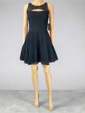 Guess Los Angeles Mesh Macrame Jet Black Mixed Media Laser Cut Front & Back
